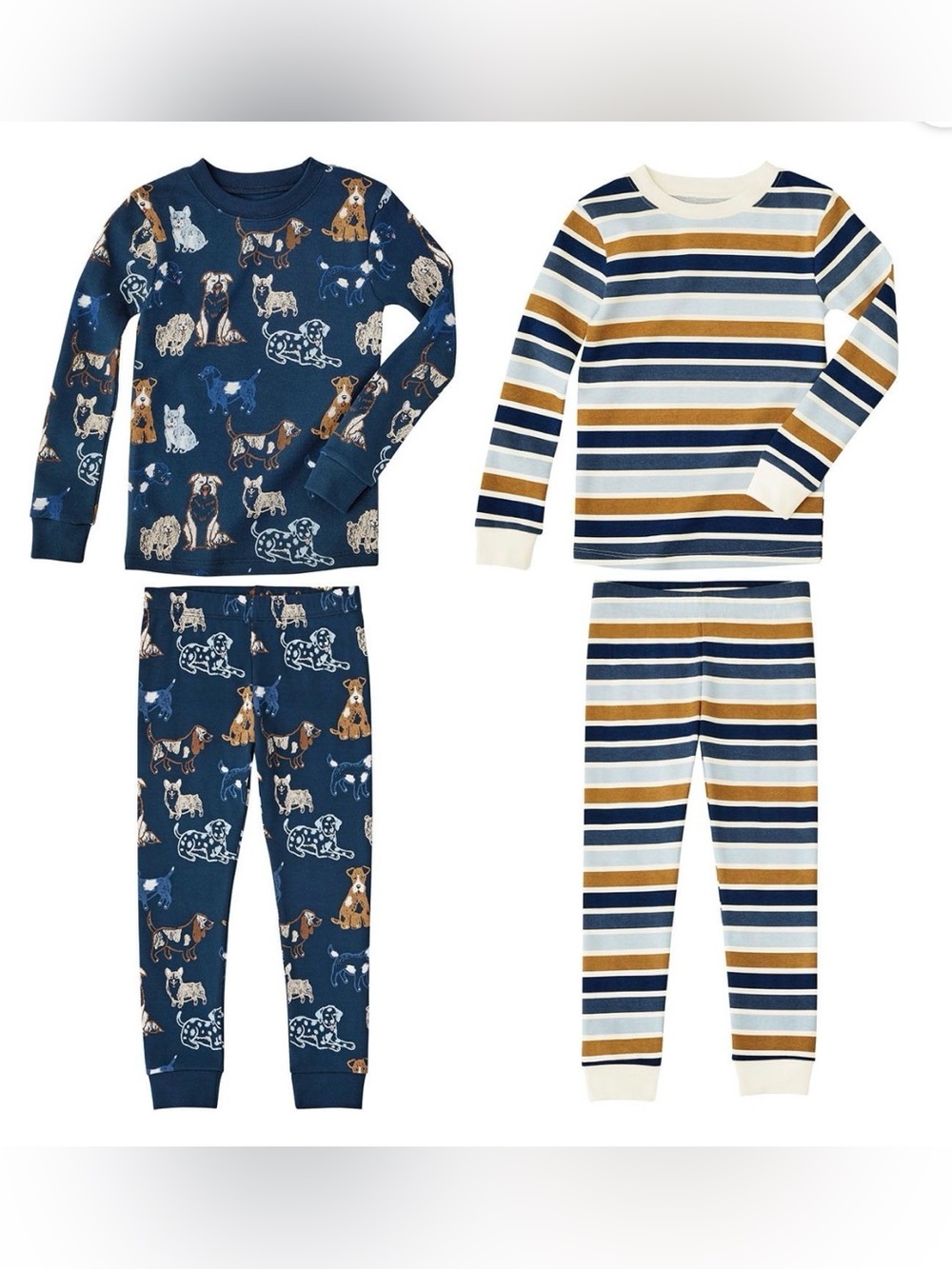 Member’s Mark Girl’s 4-Piece Organic Cotton Pajama Set Navy Dog Print Size 5 New